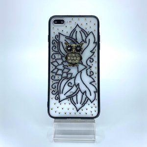 iPhone 7 Plus, 8 Plus TPU +PC case. Unique Handmade Copper, black rhinestones